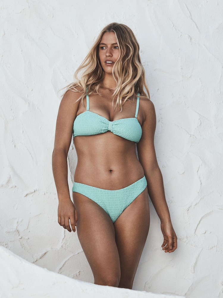 Mint Green Shirred Bandeau Bikini Top - Image 2 of 6 Mint Green Shirred Bandeau Bikini Top - Image 2 of 6