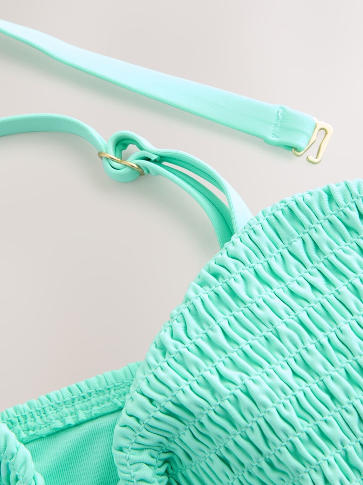 Mint Green Shirred Bandeau Bikini Top - Image 6 of 6 Mint Green Shirred Bandeau Bikini Top - Image 6 of 6