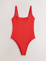 Red/Khaki Green/Black Rib Square Neck Swimsuits 3 Pack - Image 2 of 7