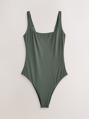 Red/Khaki Green/Black Rib Square Neck Swimsuits 3 Pack - Image 4 of 7