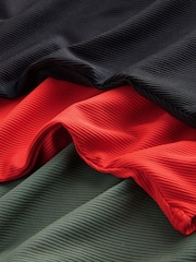Red/Khaki Green/Black Rib Square Neck Swimsuits 3 Pack - Image 6 of 7