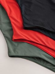 Red/Khaki Green/Black Rib Square Neck Swimsuits 3 Pack - Image 7 of 7
