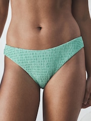Mint Green Shirred High Leg Bikini Bottoms - Image 1 of 8