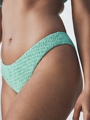 Mint Green Shirred High Leg Bikini Bottoms - Image 5 of 8