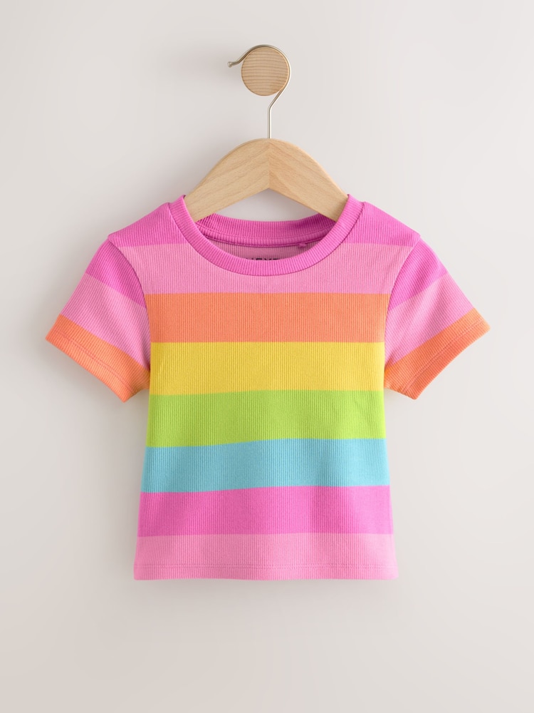 Multi Bright Short Sleeve Ribbed T-Shirts 4 Pack (3-16yrs) - Image 2 of 8