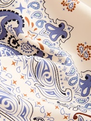 Cream/Blue Paisley Bandeau Ruched Leg Tummy Control Shaping Swimsuit - Image 2 of 4