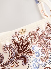 Crema/azul cachemira - Bañador moldeador con pernera fruncida, escote bandeau y efecto moldeador en el vientre - Imagen 7 de 9