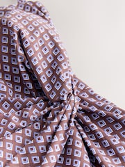 Chocolate Brown Geometric Twist Bandeau Tummy Control Swimsuit - Image 7 of 8