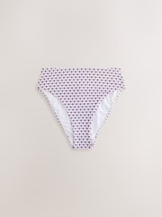 Ecru/Brown Geometric High Waist High Leg Bikini Bottoms - Image 1 of 3