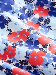 Navy Blue/Red Disty Floral Bandeau Ruched Leg Tummy Control Shaping Swimsuit - Image 4 of 4