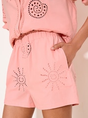 Lipsy Pink Broderie Shorts - Image 2 of 4