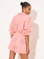 Lipsy Pink Broderie Shorts - Image 4 of 4