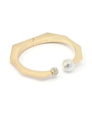AllSaints Gold Plated Pearl & Pavé Ball Cuff Bracelet - Image 1 of 3