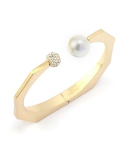 AllSaints Gold Plated Pearl & Pavé Ball Cuff Bracelet - Image 2 of 3