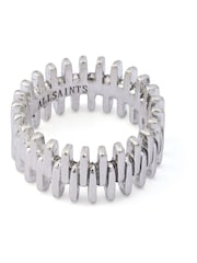 AllSaints Silver Tone Zipper Band Ring - Image 1 of 3