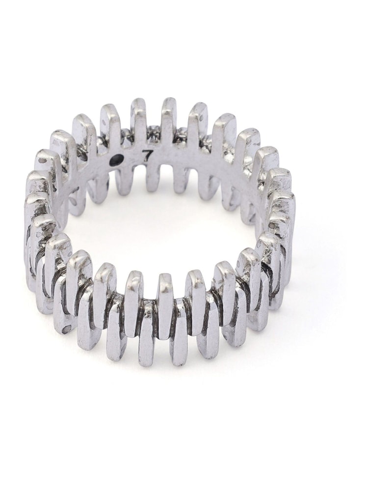 AllSaints Silver Tone Zipper Band Ring - Image 3 of 3