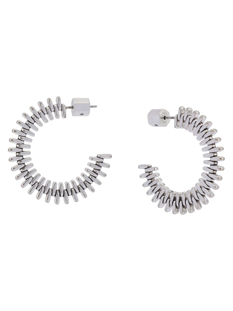 AllSaints Silver Tone Zipper Hoop Earrings - Image 1 of 4 AllSaints Silver Tone Zipper Hoop Earrings - Image 1 of 4