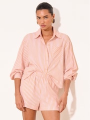 Lipsy Pink & Orange Striped Elasticated Waistband Shorts - Image 2 of 4
