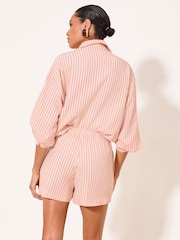 Lipsy Pink & Orange Striped Elasticated Waistband Shorts - Image 3 of 4