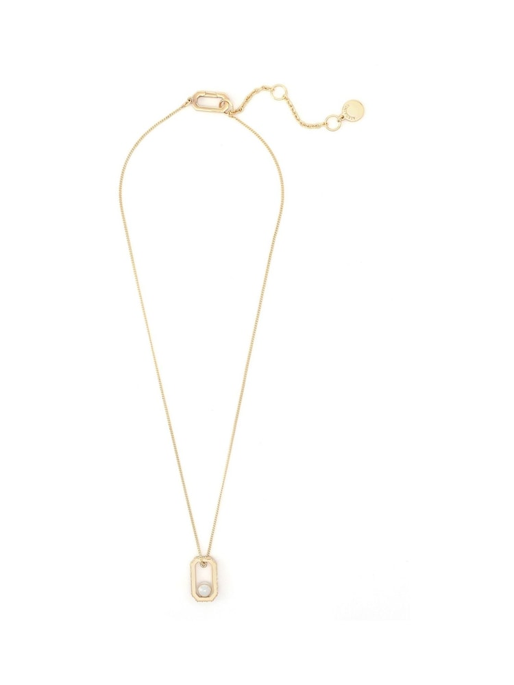 AllSaints Gold Plated Pearl Pavé Hexagon Pendant Necklace - Image 1 of 5