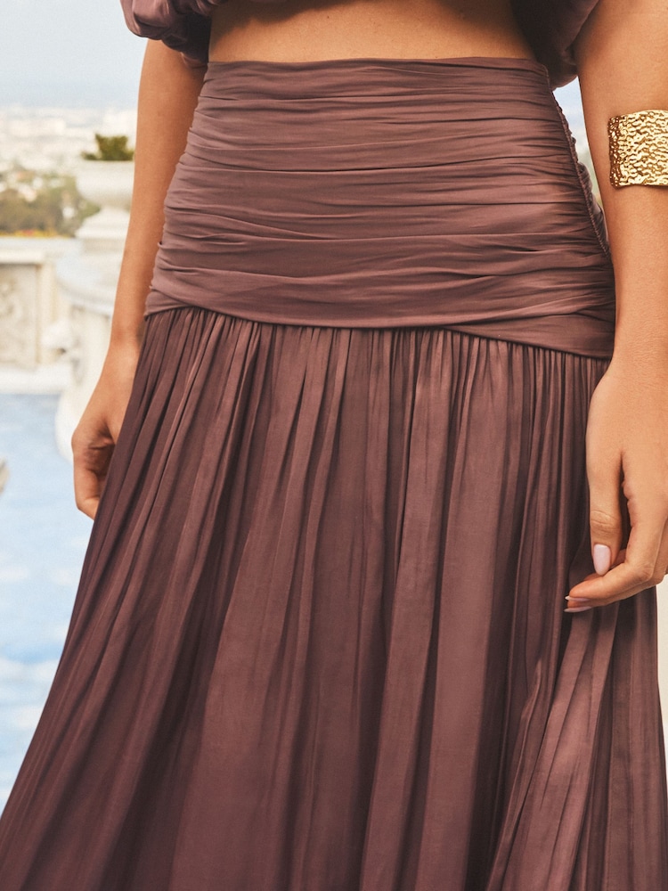 Lipsy Satin Ruched Maxi Skirt - Image 2 of 4