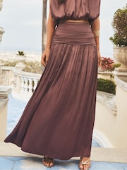 Lipsy Satin Ruched Maxi Skirt - Image 3 of 4