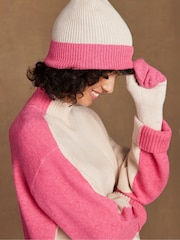 Ro&Zo Pink Colour Block Beanie With Cashmere - Image 1 of 3
