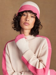 Ro&Zo Pink Colour Block Beanie With Cashmere - Image 3 of 3
