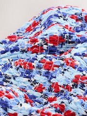Blue/Red Ditsy Floral Shirred Triangle Bikini Top - Image 10 of 10