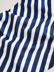 White/Blue Pique Stripe Longline Bandeau Bikini Top - Image 11 of 12