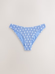 Blue/Cream Spot Shirred Brazilian High Leg Bikini Bottoms - Image 5 of 7