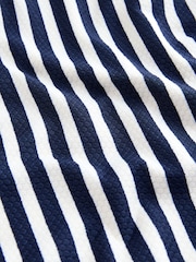 White/Blue Pique Stripe High Waist Bikini Bottoms - Image 4 of 4