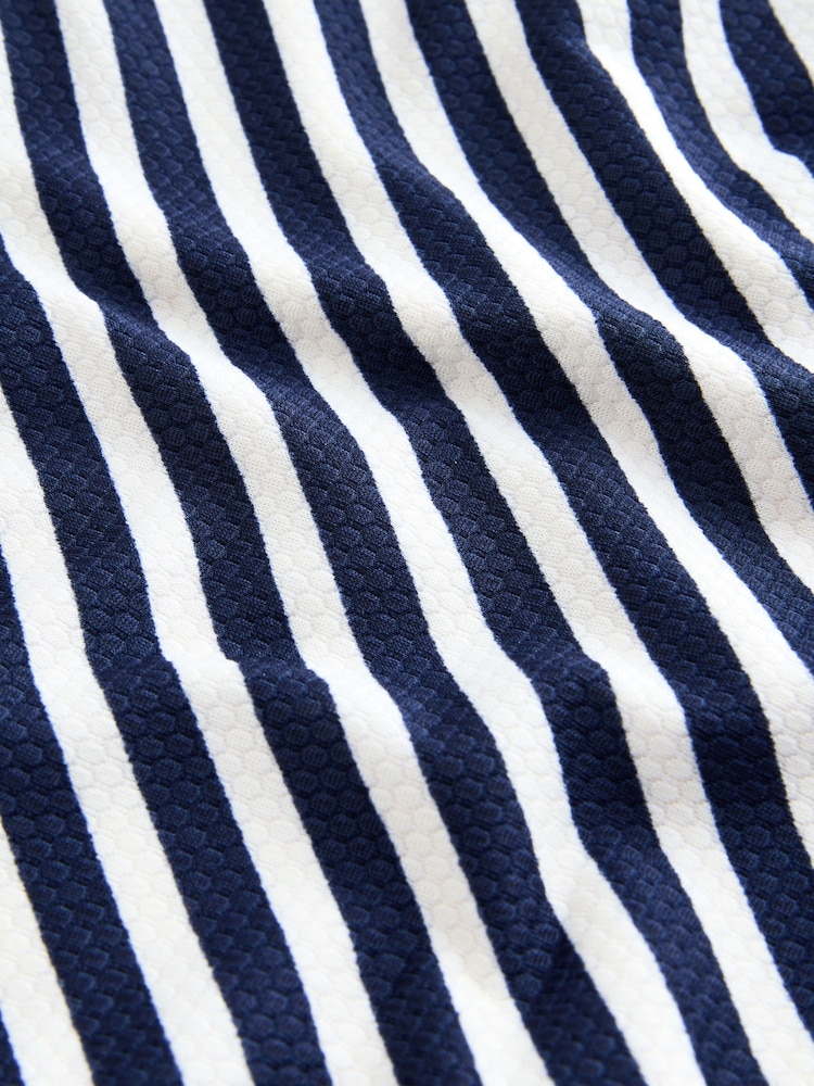 White/Blue Pique Stripe High Waist Bikini Bottoms - Image 4 of 4 White/Blue Pique Stripe High Waist Bikini Bottoms - Image 4 of 4