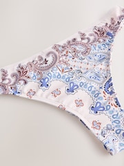 Cream/Blue Paisley High Leg Bikini Bottoms - Image 6 of 7