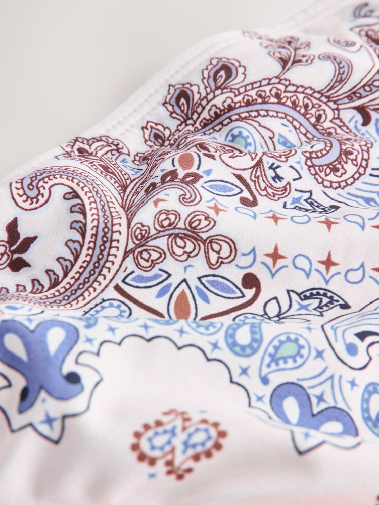 Cream/Blue Paisley High Leg Bikini Bottoms - Image 7 of 7