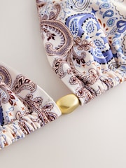 奶油色/藍色佩斯利花紋 - 三角比基尼上衣 - 圖片 2/3