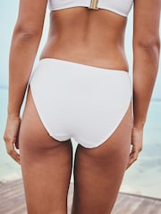 White Rib High Leg Hardware Bikini Bottoms - Image 3 of 4
