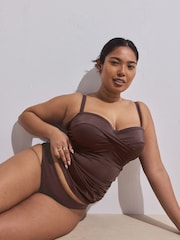Chocolate Brown High Shine High Leg Bikini Bottoms - Image 2 of 7