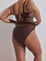 Chocolate Brown High Shine High Leg Bikini Bottoms - Image 3 of 7