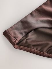 Chocolate Brown High Shine High Leg Bikini Bottoms - Image 6 of 7