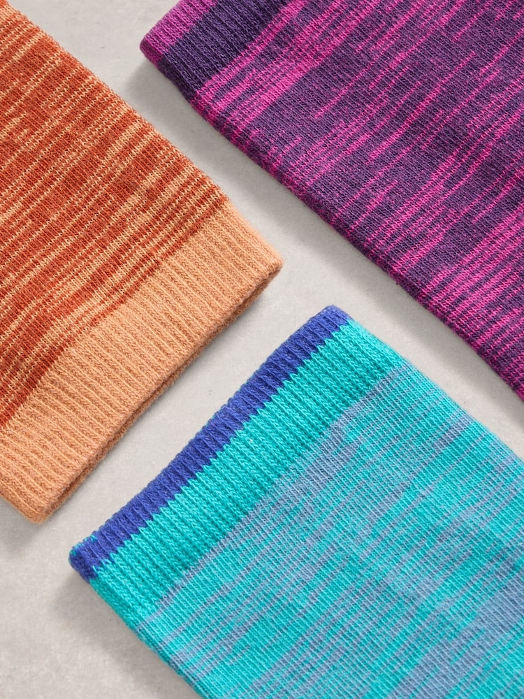 White Stuff Blue Spacedye Ankle Socks 3 Pack - Image 2 of 2 White Stuff Blue Spacedye Ankle Socks 3 Pack - Image 2 of 2