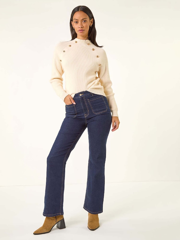 Roman Blue Front Pocket Bootcut Denim Trousers - Image 2 of 5 Roman Blue Front Pocket Bootcut Denim Trousers - Image 2 of 5