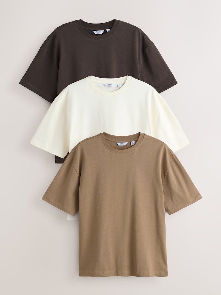 Brown / Ecru White / Stone Relaxed Fit T-Shirt - Image 1 of 9