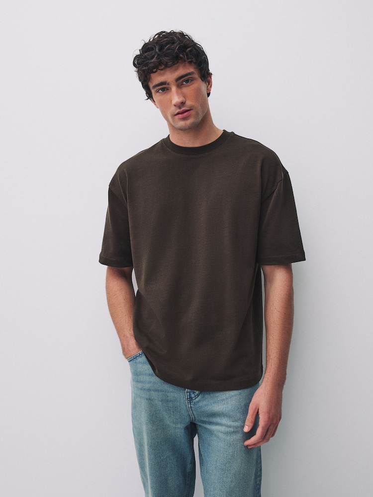 Brown / Ecru White / Stone Relaxed Fit T-Shirt - Image 2 of 9