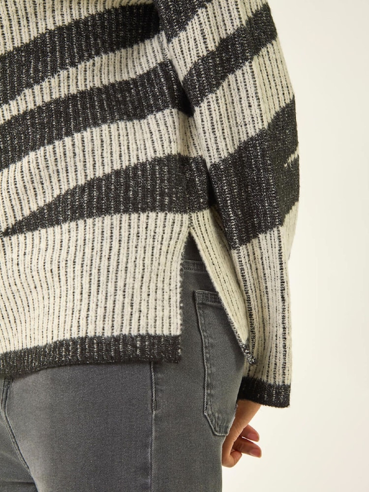 Roman Grey Abstract Stripe Knit Jumper - Image 5 of 5 Roman Grey Abstract Stripe Knit Jumper - Image 5 of 5