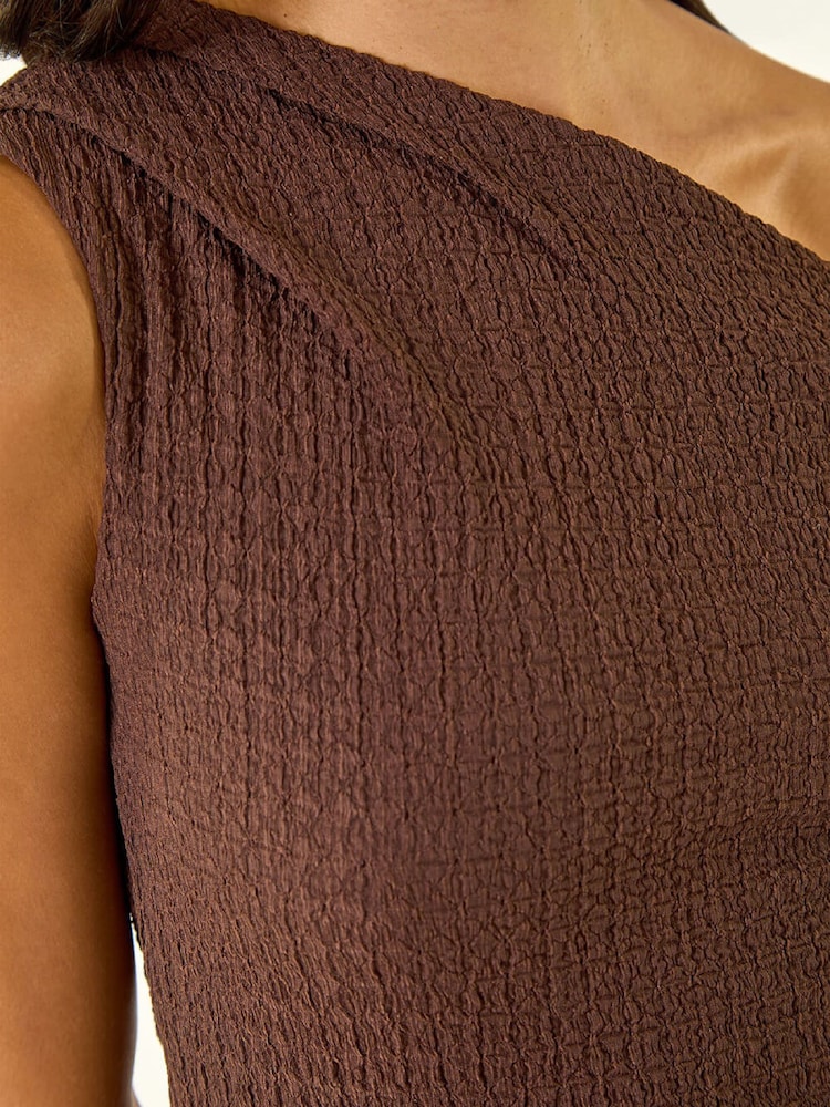 Roman Brown Asymmetric Maxi Stretch Dress - Image 5 of 5 Roman Brown Asymmetric Maxi Stretch Dress - Image 5 of 5