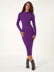 Roman Button Detail Knitted Midi Dress - صورة 2 من 5