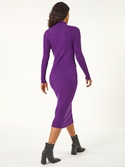 Roman Button Detail Knitted Midi Dress - صورة 3 من 5