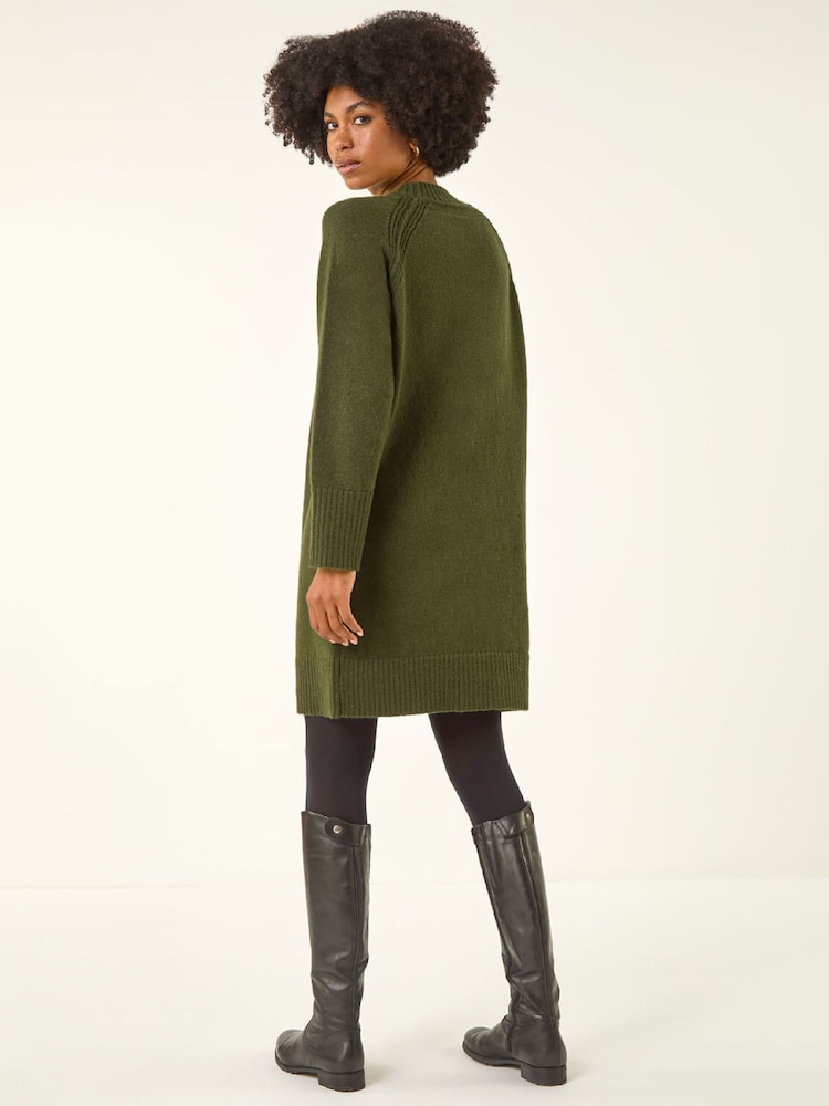 Roman Green High Neck Ribbed Knit Dress - Image 1 of 5 Roman Green High Neck Ribbed Knit Dress - Image 1 of 5