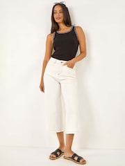 Roman White High Waist Pocket Detail Trousers - Image 1 of 5